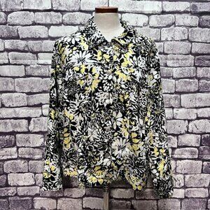 Carole Little Black, White & Yellow Button Down Jacket Size 3X